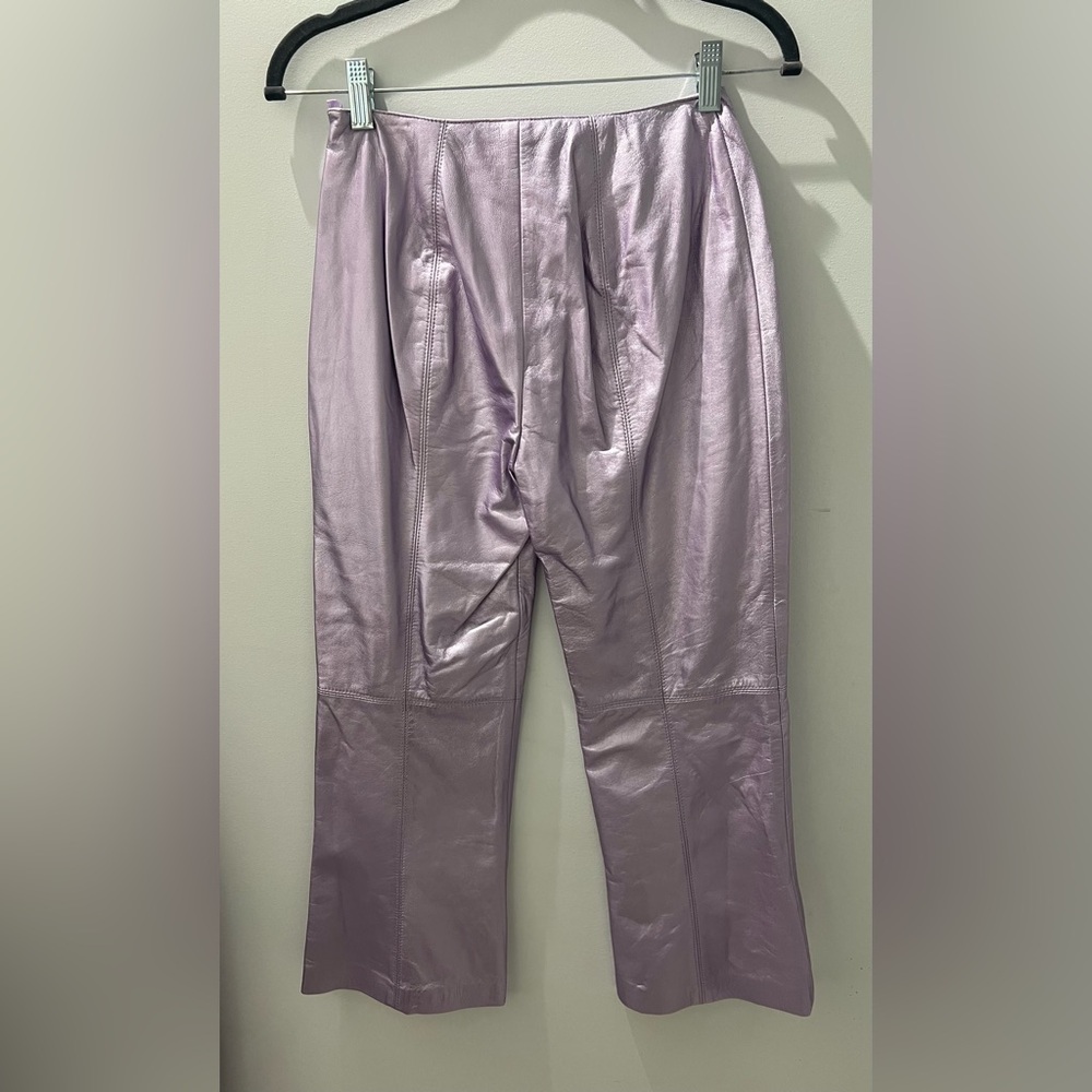 Vintage Escada Metallic Lilac Lamb Leather Pants | Size 34 - Picture 8 of 8